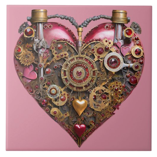 Streampunk Hart Robijn Valentijn Tegeltje (Voorkant)