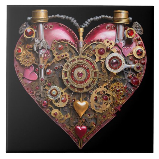 Streampunk Hart Robijn Valentijn Tegeltje (Voorkant)