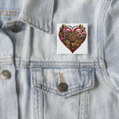 Streampunk Hart Robijn Valentijn Vierkante Button 5,1 Cm (In situ)