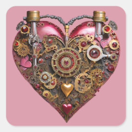 Streampunk Hart Robijn Valentijn Vierkante Sticker