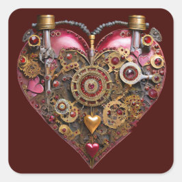Streampunk Hart Robijn Valentijn Vierkante Sticker