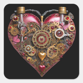 Streampunk Hart Robijn Valentijn Vierkante Sticker