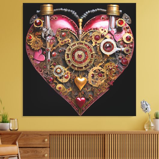 Streampunk Heart Ruby Valentine Canvas Afdruk (Insitu (Woonkamer))