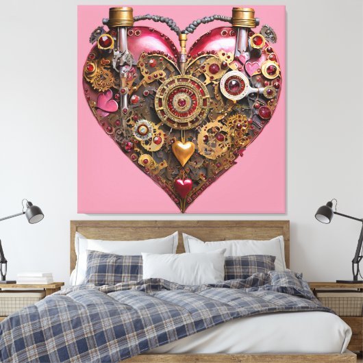 Streampunk Heart Ruby Valentine Canvas Afdruk (Insitu (Slaapkamer))