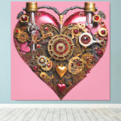 Streampunk Heart Ruby Valentine Canvas Afdruk (Insitu (Houten vloer))