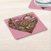 Streampunk Heart Ruby Valentine Kartonnen Onderzetters (Schuin)