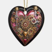 Streampunk Heart Ruby Valentine Keramisch Ornament (Links)