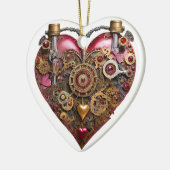 Streampunk Heart Ruby Valentine Keramisch Ornament (Links)