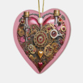 Streampunk Heart Ruby Valentine Keramisch Ornament (Links)