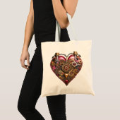 Streampunk Heart Ruby Valentine Tote Bag (Voorkant (product))