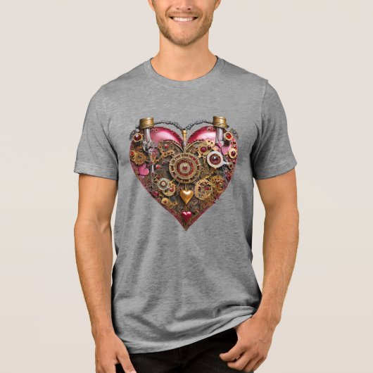 Streampunk Heart Ruby Valentine Tri-Blend Shirt (Voorkant)