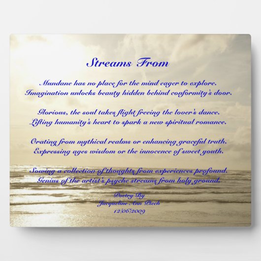 Streams uit poëzie Plaque Fotoplaat (Voorkant)