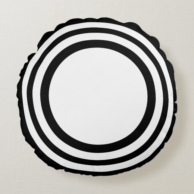 Streefblad, zwarte-witte ronde piloot rond kussen (Voorkant)