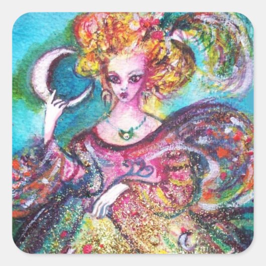 STREEFCIJFERS VAN DE VERLORENDE SCHADOWS /DE MOON  VIERKANTE STICKER (Voorkant)