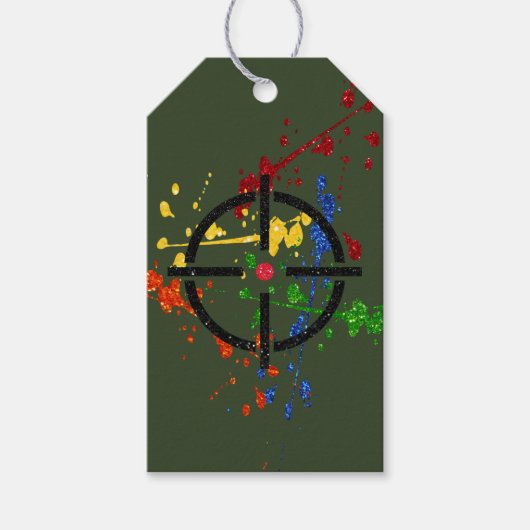 Streefcijfers voor Glitter Paintball Party Cadeaulabel (Voorkant)