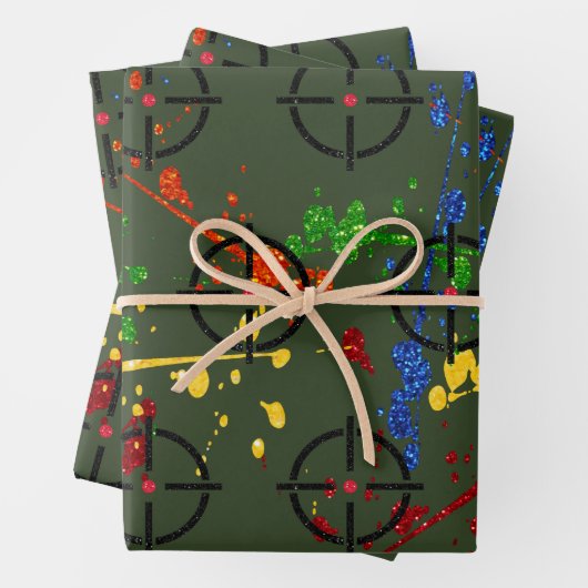 Streefcijfers voor Glitter Paintball Party Inpakpapier Vel (In situ)