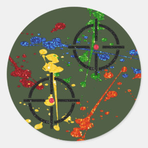 Streefcijfers voor Glitter Paintball Party Ronde Sticker