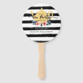 Streep Bloemen Geel Tea Party Baby shower Handwaaier (Voorkant)