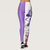 Streep Bloemrijke Paarse Leggings (Achterkant)