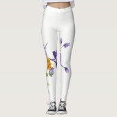 Streep Bloemrijke Paarse Leggings (Voorkant)