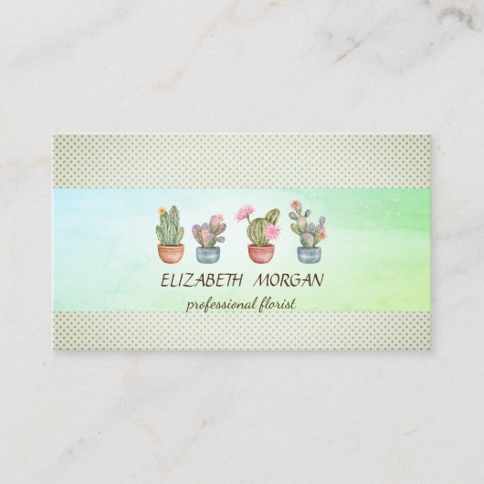 Streep Cactus Succulente Stippen Visitekaartje (Voorkant)