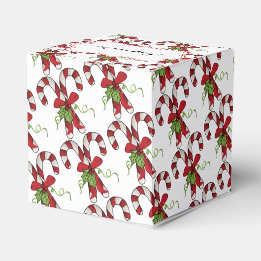 Streep Candy Canes met Holly en Bow Bedankdoosjes (Achterkant)