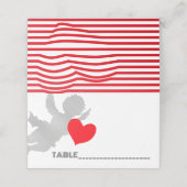 Streep Cupido vorm en rood hart, Cupido silhouet Plaatskaartje (Buitenkant ongevouwen)