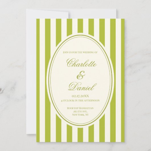 Streep Custom Chartreuse Bruiloft Kaart (Voorkant)