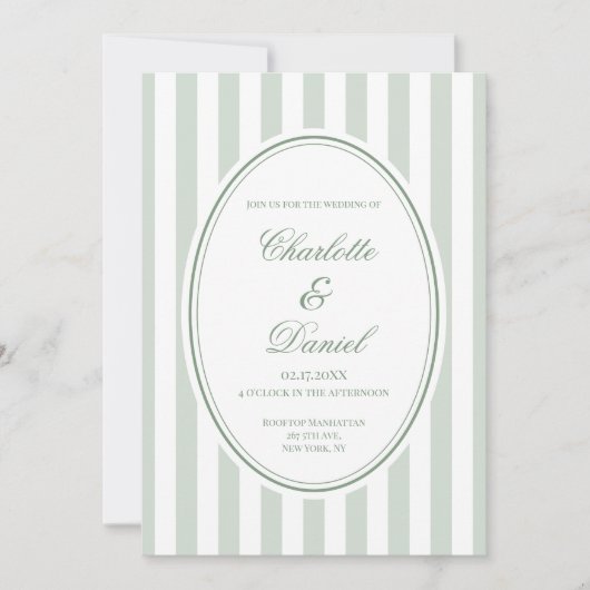 Streep Custom Mint Trouwen Kaart (Voorkant)