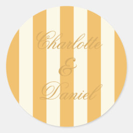 Streep Custom Mosterd Gele Trouw Ronde Sticker
