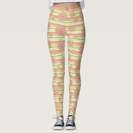 Streep en bloemenmix leggings