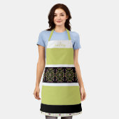 Streep en bloemmotief schort (Gedragen)