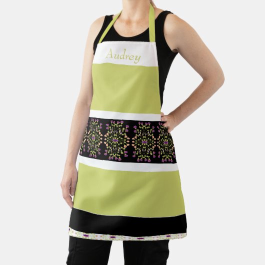 Streep en bloemmotief schort (Insitu)