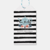 Streep  Floral Tea Party Boy Baby shower Cadeaulabel (Voorkant)