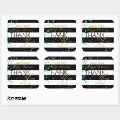 Streep Gouden Glitter Turquoise Sprinkles Dank u Vierkante Sticker (Vel)