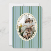  Streep Groene Bow 3-foto familie Feestdagenkaart (Voorkant)