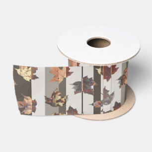 Streep Herfst Kleur Bladeren Satijnen Lint