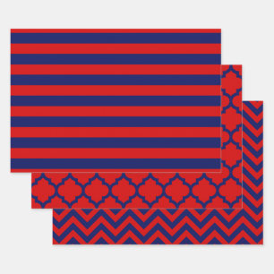 Streep Marokkaans Chevron Doe-het-zelf Kleuren Roo Inpakpapier Vel