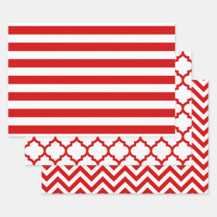 Streep Marokkaanse Chevron DIY kleuren wit rood Inpakpapier Vel