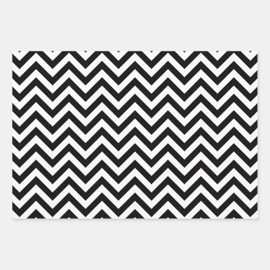 Streep Marokkaanse Chevron DIY Kleuren Wit Zwart Inpakpapier Vel (Voorkant 3)