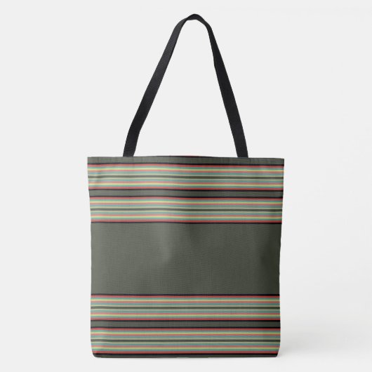 Streep met olijfgroen tote bag (Voorkant)
