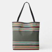 Streep met olijfgroen tote bag (Achterkant)
