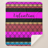 Streep Patterned Cosy Romantische Boho Valentijn Sherpa Deken (Voorkant)