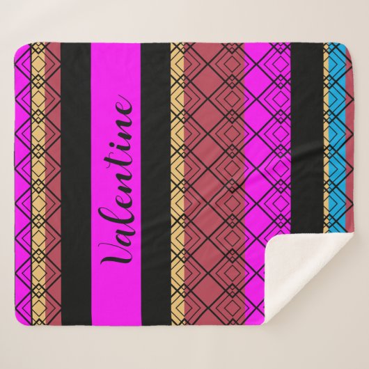 Streep Patterned Cosy Romantische Boho Valentijn Sherpa Deken (Voorkant (horizontaal))
