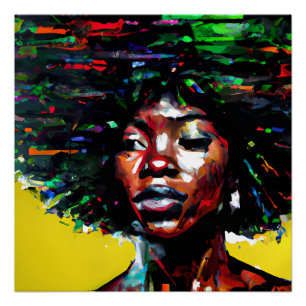 Streep Regenboog Haar Zwart Melanine Afro Queen Cr Perfect Poster