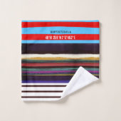 Streep retro lijnen horizontaal handgeschilderd DI Bad Handdoek (Wasdoekje)
