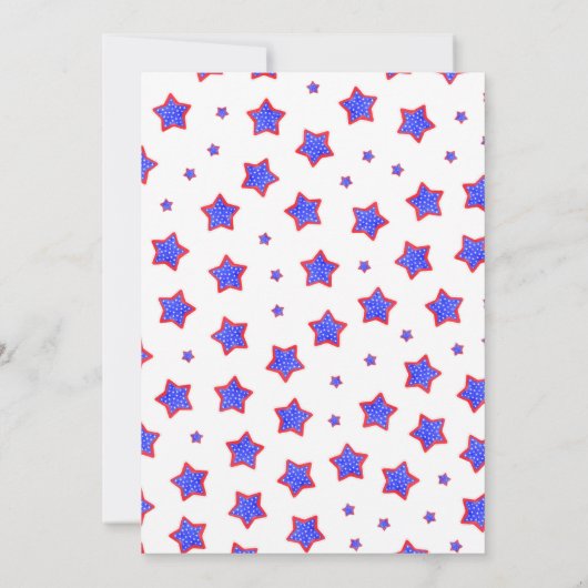 Streep Rood en Blauw 4th Juli Feest Kaart (Achterkant)