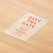 Streep Rood en Wit Transparant Save The Date Acryl Uitnodigingen (Laagn)