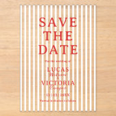 Streep Rood en Wit Transparant Save The Date Acryl Uitnodigingen (Voorkant)