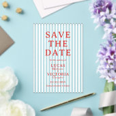 Streep Rood en Wit Transparant Save The Date Acryl Uitnodigingen (Insitu (Huwelijk))